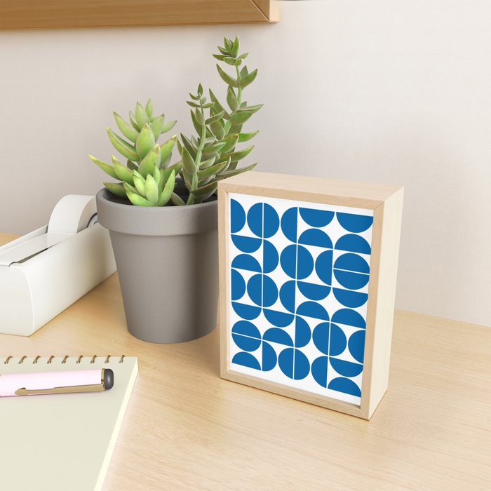 Mid Century Modern Geometric 04 Electric Blue Mini Art Print Gallery Image 2