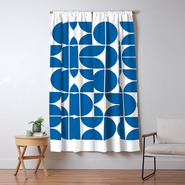 Mid Century Modern Geometric 04 Electric Blue Window Curtain Gallery Image 5