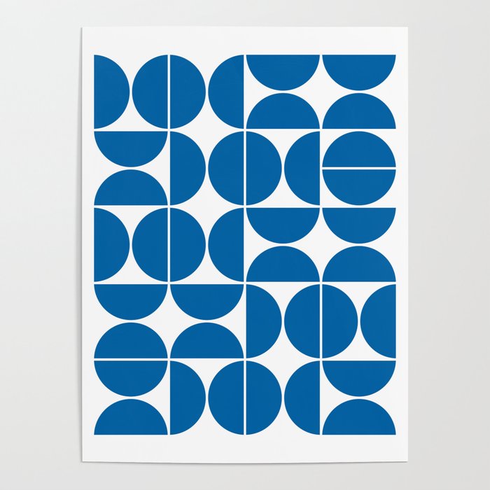 Mid Century Modern Geometric 04 Electric Blue Poster Gallery Image 1