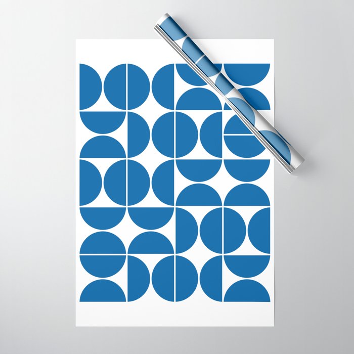 Mid Century Modern Geometric 04 Electric Blue Wrapping Paper Gallery Image 1