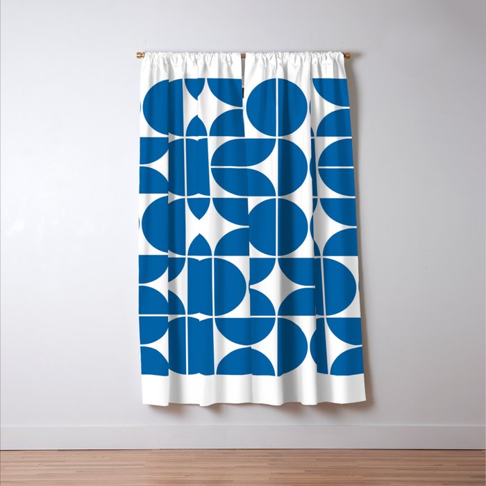Mid Century Modern Geometric 04 Electric Blue Window Curtain Gallery Image 3