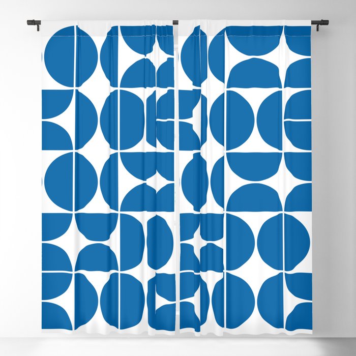 Mid Century Modern Geometric 04 Electric Blue Window Curtain Gallery Image 1