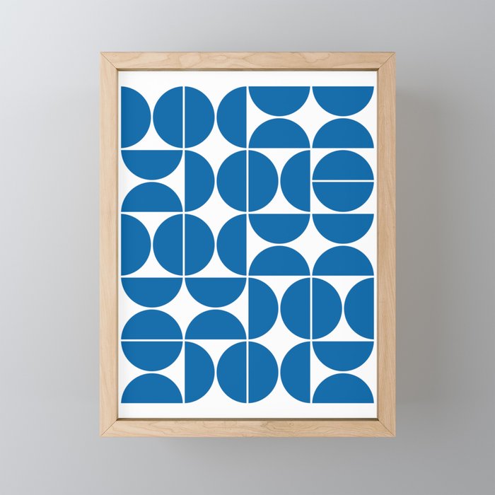 Mid Century Modern Geometric 04 Electric Blue Mini Art Print Gallery Image 1