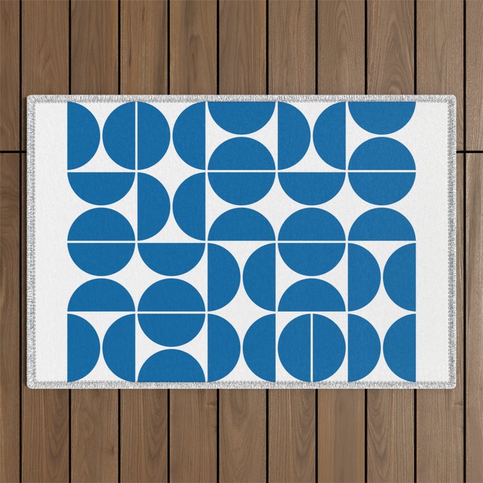 Mid Century Modern Geometric 04 Electric Blue Outdoor Rug Gallery Image 1