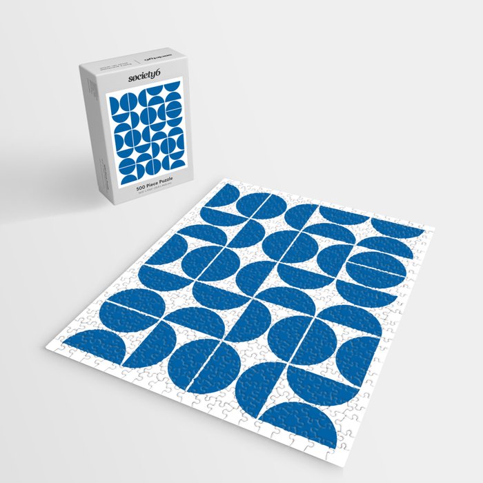 Mid Century Modern Geometric 04 Electric Blue Jigsaw Puzzle Gallery Image 2