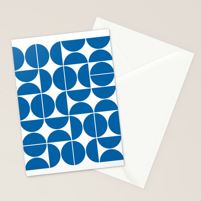 Mid Century Modern Geometric 04 Electric Blue Stationery Card Gallery Image 2