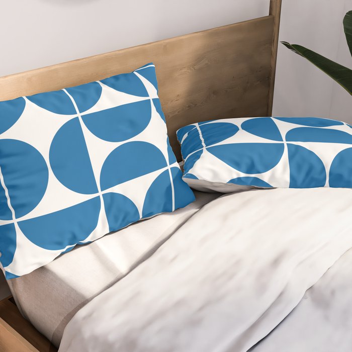 Mid Century Modern Geometric 04 Electric Blue Pillow Sham Gallery Image 2