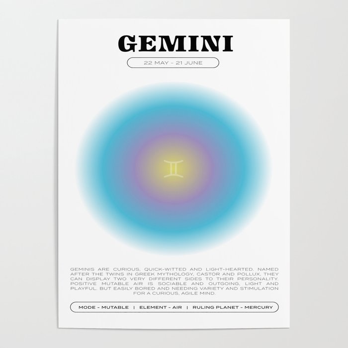 Gemini Zodiac Aura Print Poster Gallery Image 4