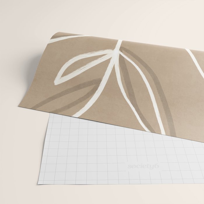 Abstract beige line art botanical Wrapping Paper Gallery Image 2