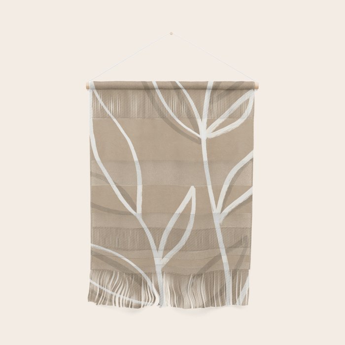 Abstract beige line art botanical Wall Hanging Gallery Image 1