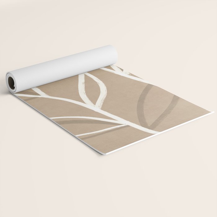 Abstract beige line art botanical Yoga Mat Gallery Image 2