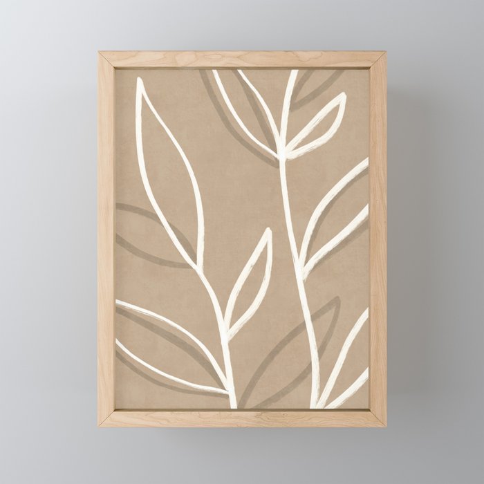 Abstract beige line art botanical Mini Art Print Gallery Image 1