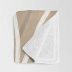 Abstract beige line art botanical Throw Blanket Gallery Image 3