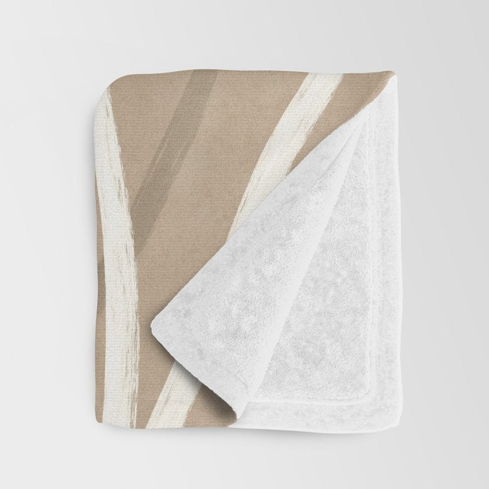 Abstract beige line art botanical Throw Blanket Gallery Image 3