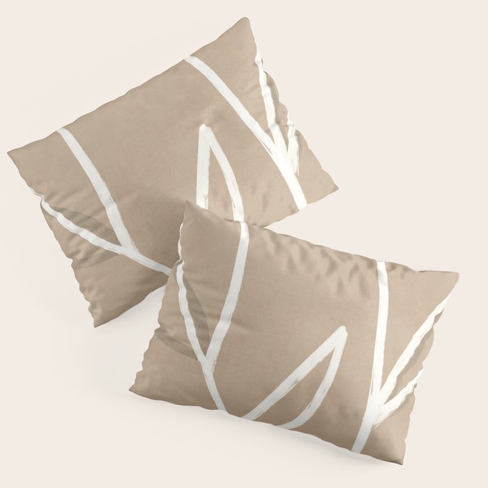 Abstract beige line art botanical Pillow Sham Gallery Image 3