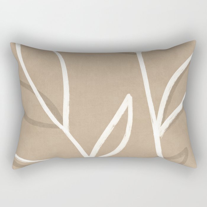 Abstract beige line art botanical Rectangular Pillow Gallery Image 2
