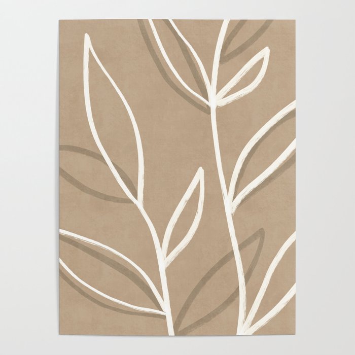 Abstract beige line art botanical Poster Gallery Image 4