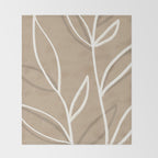Abstract beige line art botanical Throw Blanket Gallery Image 2