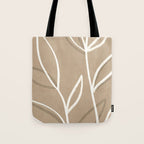 Abstract beige line art botanical Tote Bag Gallery Image 1