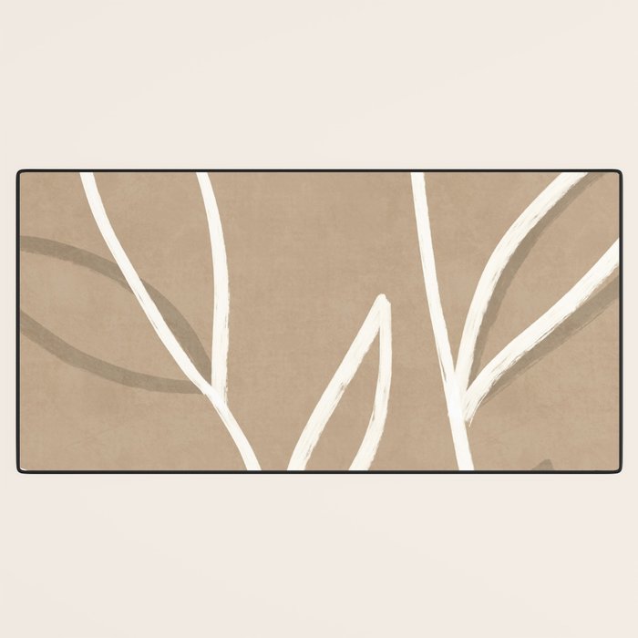 Abstract beige line art botanical Desk Mat Gallery Image 3