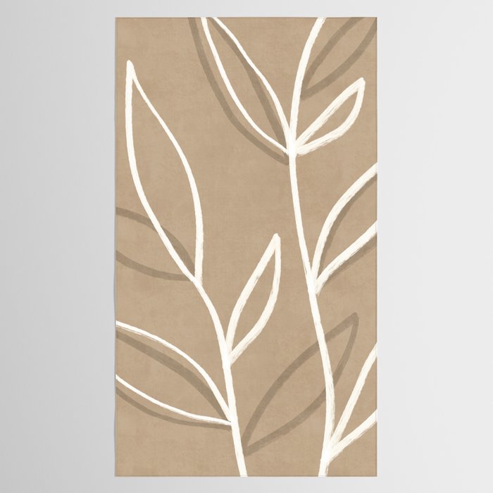 Abstract beige line art botanical Tablecloth Gallery Image 2