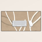 Abstract beige line art botanical Desk Mat Gallery Image 1