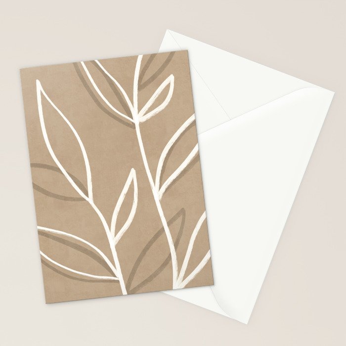 Abstract beige line art botanical Stationery Card Gallery Image 2