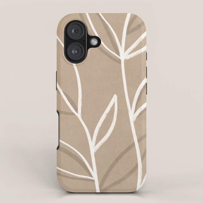 Abstract beige line art botanical iPhone Case Gallery Image 1