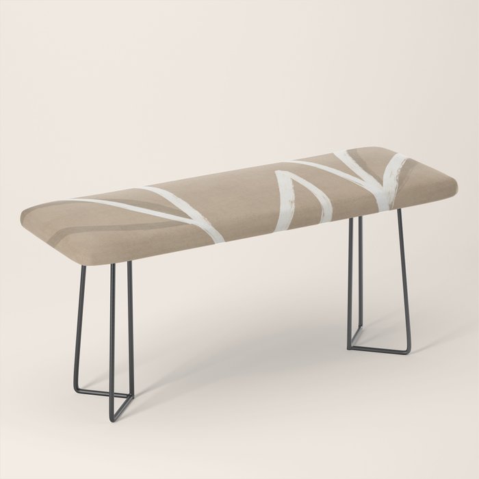 Abstract beige line art botanical Bench Gallery Image 1