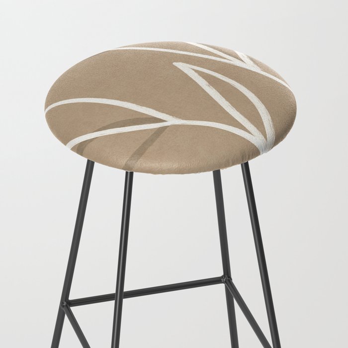 Abstract beige line art botanical Stool Gallery Image 2