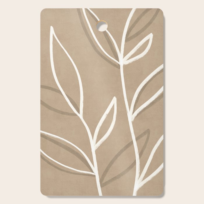 Abstract beige line art botanical Cutting Board Gallery Image 1