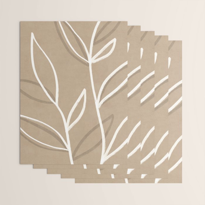 Abstract beige line art botanical Wrapping Paper Gallery Image 3
