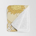 Yellow, Ivory & Brown Retro Floral Pattern Throw Blanket Gallery Image 3