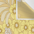 Yellow, Ivory & Brown Retro Floral Pattern Wall Tapestry Gallery Image 3