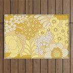 Yellow, Ivory & Brown Retro Floral Pattern Outdoor Rug Gallery Image 1