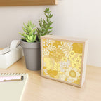 Yellow, Ivory & Brown Retro Floral Pattern Mini Art Print Gallery Image 2
