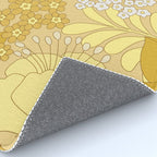 Yellow, Ivory & Brown Retro Floral Pattern Rug Gallery Image 4