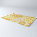 Yellow, Ivory & Brown Retro Floral Pattern Rug Gallery Image 3