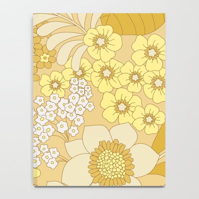 Yellow, Ivory & Brown Retro Floral Pattern Notebook Gallery Image 4