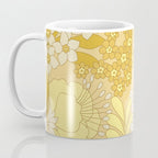 Yellow, Ivory & Brown Retro Floral Pattern Coffee Mug Gallery Image 3