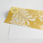 Yellow, Ivory & Brown Retro Floral Pattern Wrapping Paper Gallery Image 2