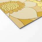 Yellow, Ivory & Brown Retro Floral Pattern Welcome Mat Gallery Image 2