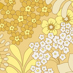 Yellow, Ivory & Brown Retro Floral Pattern Coffee Mug Gallery Image 2