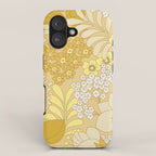 Yellow, Ivory & Brown Retro Floral Pattern iPhone Case Gallery Image 1