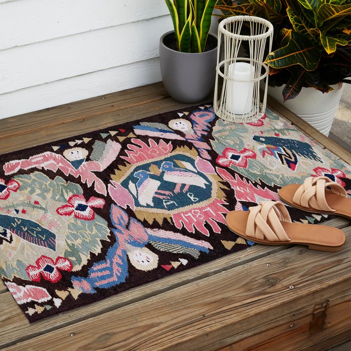Agedyna Skåne Swedish  Antique Carriage Cushion Print Outdoor Rug Gallery Image 2