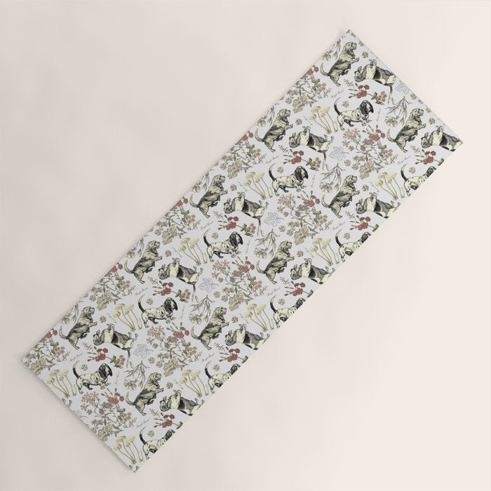 BASSET HOUNDS and MAGICAL MUSCHROOMS  Yoga Mat Gallery Image 1