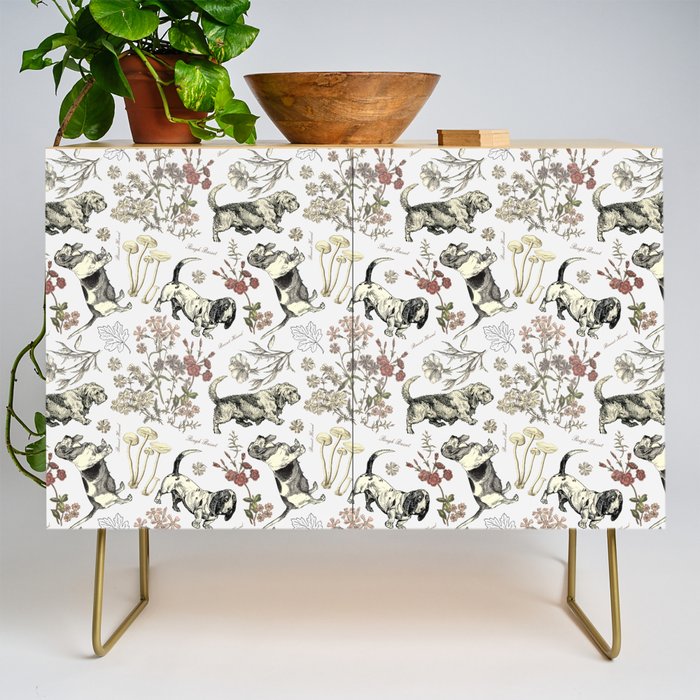 BASSET HOUNDS and MAGICAL MUSCHROOMS  Credenza Gallery Image 1