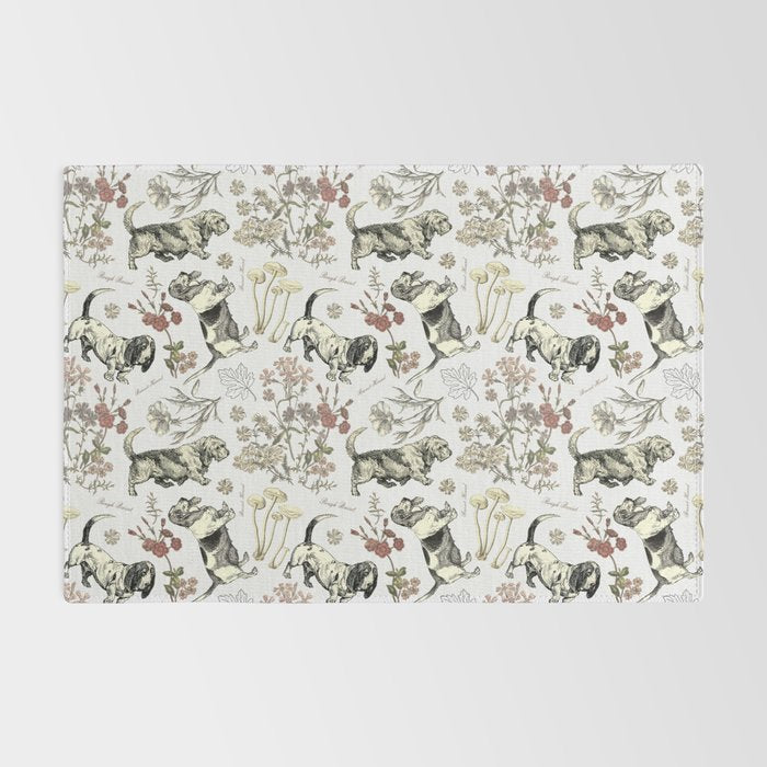 BASSET HOUNDS and MAGICAL MUSCHROOMS  Rug Gallery Image 2