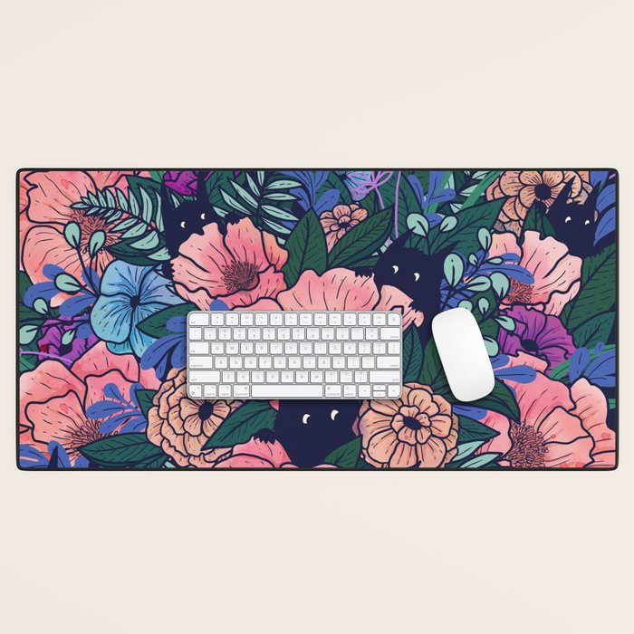 Wild Flowers (on Blue) Desk Mat Gallery Image 1