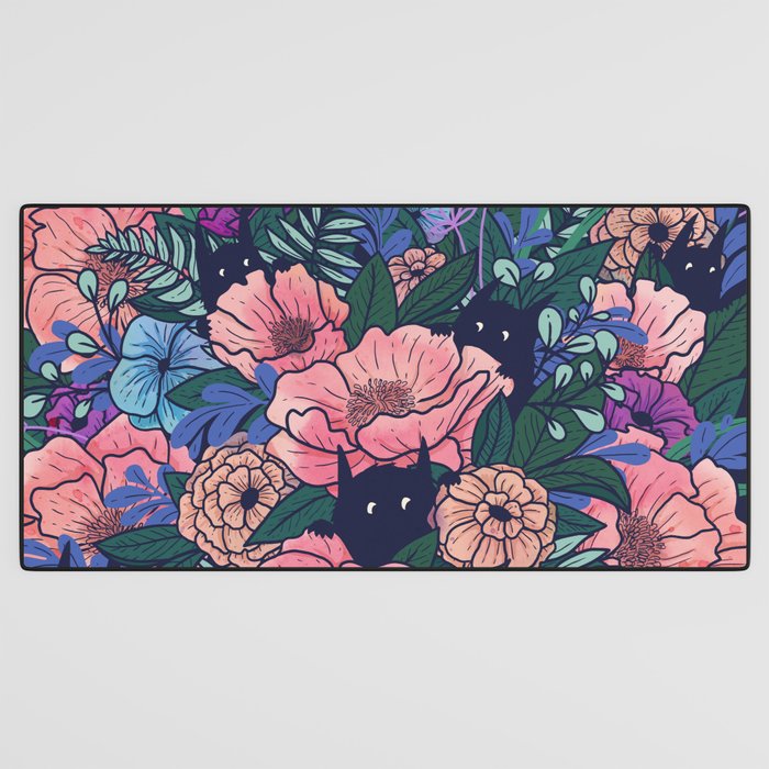 Wild Flowers (on Blue) Desk Mat Gallery Image 3